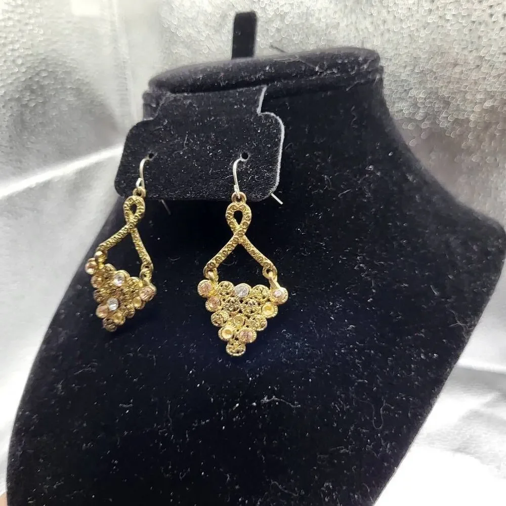 Vintage Vanecci Raw Gold Chandelier Earrrings